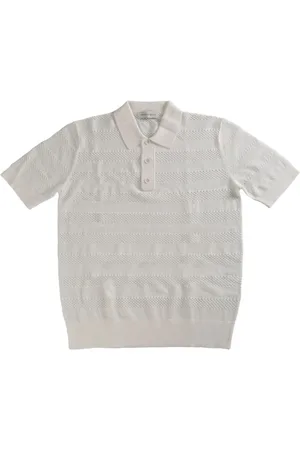 DRIES VAN NOTEN Homme, Tops, Blanc, Taille: L Polo à Rayures Blanc Manches Courtes