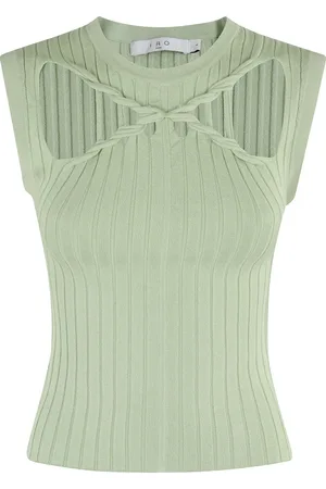 IRO Femme, Tops, Vert, Taille: 40 FR Haut Vert Sans Manches Croisé