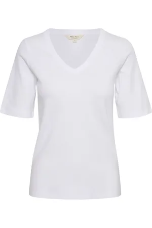 Part Two Femme, Tops, Blanc, Taille: 46 FR T-Shirt Col V en Coton