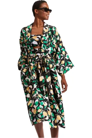 La DoubleJ Femme, Vêtements de nuit et de détente, Vert, Taille: 42 FR Peignoir de Soie de Luxe