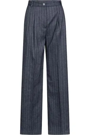 SANDRO FERRONE Femme, Pantalons, Bleu, Taille: 40 FR Pantalon à Rayures en Lin