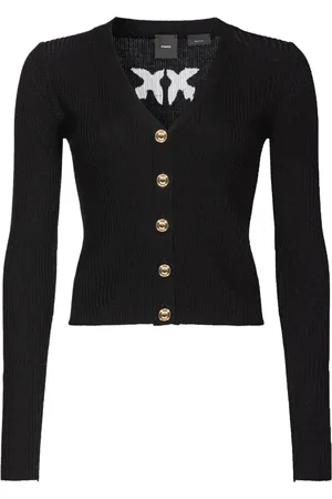 Pinko Femme, Pulls, Noir, Taille: 38 FR Gilet En Laine Logo