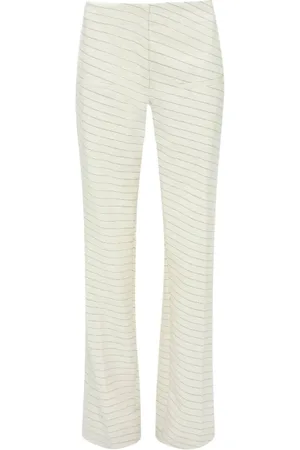 J.W.Anderson Femme, Pantalons, Blanc, Taille: 40 FR Pantalon Rayé en Mélange de Laine Blanc