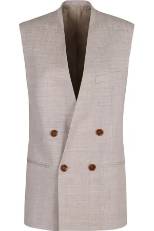 Serafini Femme, Vestes, Gris, Taille: 38 FR Gilet croisé en laine et soie