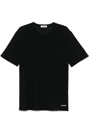 Jil Sander Homme, Tops, Noir, Taille: L T-shirt et polo noirs en coton