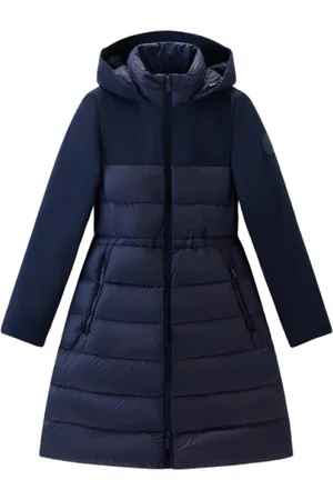 Woolrich Femme, Manteaux, Bleu, Taille: 40 FR Manteau Softshell Satiné Garniture Duvet de Canard