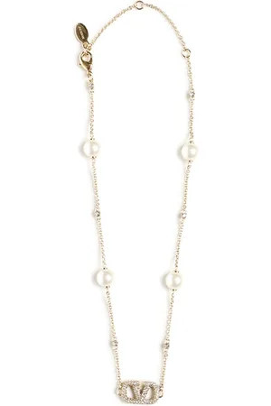 VALENTINO GARAVANI Femme, Accessoires, Jaune, Taille: ONE Size Collier VLogo Signature avec perles