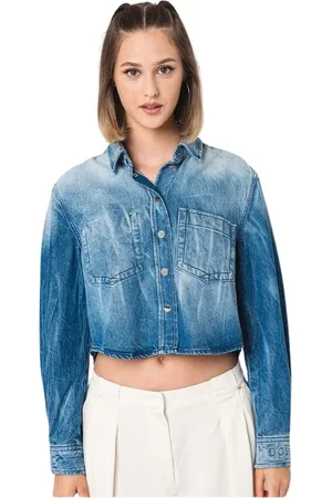 HUGO BOSS Femme, Blouses et Chemises, Bleu, Taille: 36 FR Chemise Décontractée en Denim