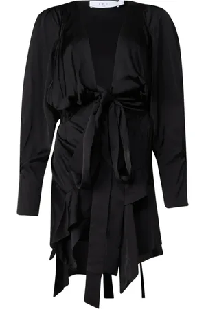 IRO Femme, Robes, Noir, Taille: 38 FR Robe Satinée Ceinturée à Col V