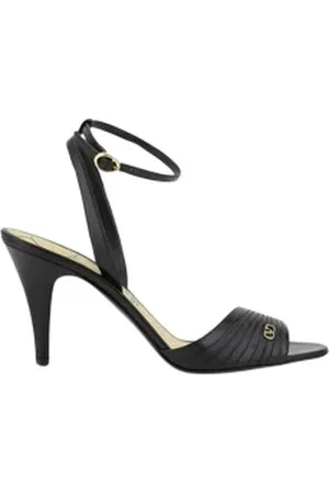 VALENTINO GARAVANI Femme, Chaussures, Noir, Taille: 36 1/2 EU Sandales à Talons Aiguilles en Cuir avec VLogo