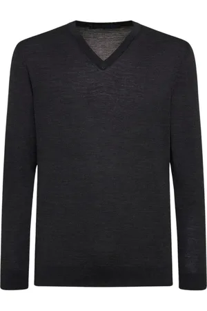 Kiton Homme, Pulls, Gris, Taille: S Pull V-Neck en Laine Gris Anthracite