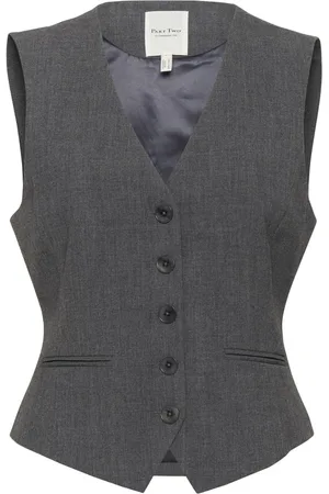 Part Two Femme, Vestes, Gris, Taille: 36 FR Veste Classique en Flanelle Mélangée Grise