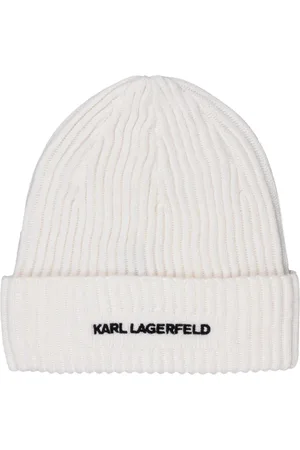 Karl Lagerfeld Homme, Accessoires, Blanc, Taille: ONE Size Bonnet en laine mélangée brodé du logo