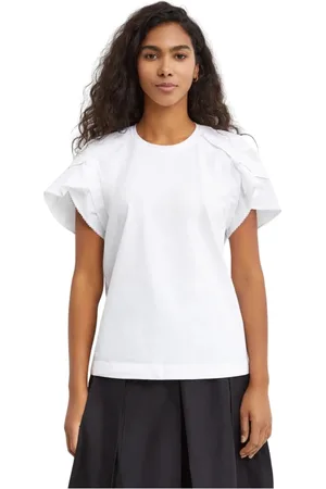 3.1 Phillip Lim Femme, Tops, Blanc, Taille: 40 FR Tee-shirt Blanc en Coton Plissé