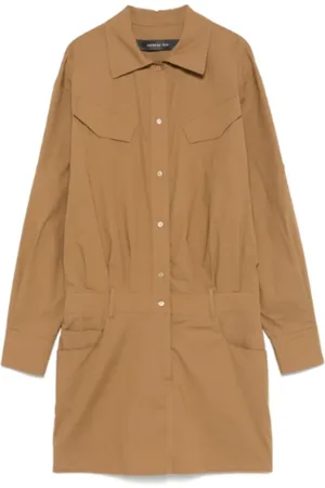 FEDERICA TOSI Femme, Robes, Vert, Taille: 36 FR Robe Midi en Popeline Marron Doré