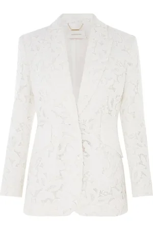 ZIMMERMANN Femme, Vestes, Blanc, Taille: 38 FR Veste en dentelle ivoire