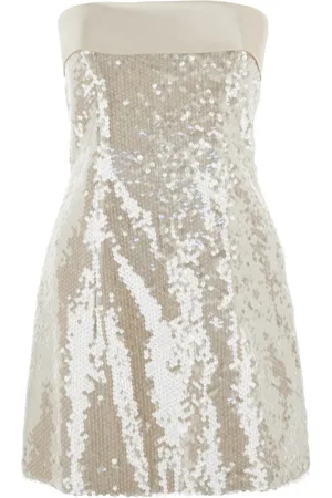 Serafini Femme, Robes, Blanc, Taille: 38 FR Robe en tissu technique à sequins blancs