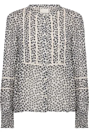 Part Two Femme, Blouses et Chemises, Multicolore, Taille: 36 FR Chemisier Marine à Fleurs et Mini Carreaux