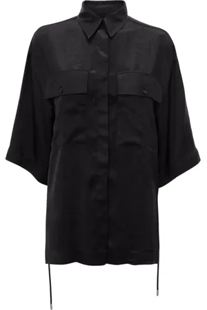 J.W.Anderson Femme, Blouses et Chemises, Noir, Taille: 38 FR Chemise Casual Noire à Manches Courtes en Viscose