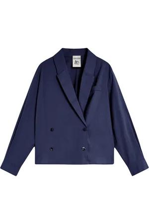 SEMICOUTURE Femme, Vestes, Bleu, Taille: 36 FR Veste en popeline à double boutonnage avec revers
