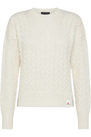 Peuterey Femme, Pulls, Blanc, Taille: 40 FR Pull Ras du Cou en Coton et Alpaga