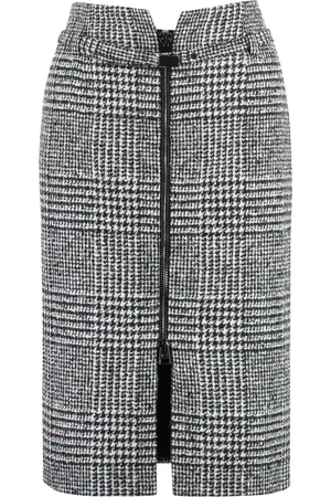 Tom Ford Femme, Jupes, Noir, Taille: 36 FR Jupe Courte en Laine Pied-de-Poule avec Ceinture