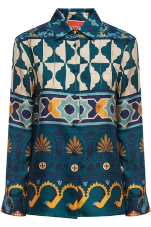 La DoubleJ Femme, Blouses et Chemises, Multicolore, Taille: 38 FR Chemise Garçon en Twill de Soie Boutonnée