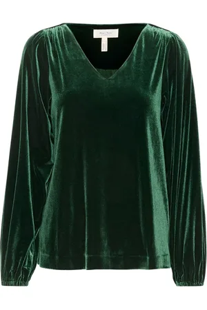 Part Two Femme, Blouses et Chemises, Vert, Taille: 44 FR Élégant chemisier à col en V