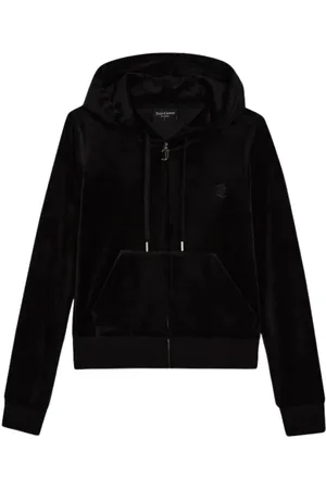 Juicy Couture Femme, Sweatshirts et sweats à capuche, Noir, Taille: 38 FR Sweat à capuche en velours coupe slim
