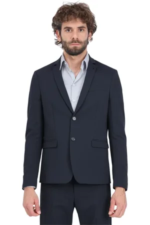 Patrizia Pepe Homme, Vestes, Bleu, Taille: S Élégant blazer pour homme bleu nuit, détail logo aile épinglé
