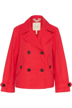 Part Two Femme, Manteaux, Rouge, Taille: 38 FR Trench-coat classique avec boutons rouges ruban
