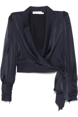 ZIMMERMANN Femme, Blouses et Chemises, Bleu, Taille: 40 FR Blouse en Soie Enveloppante