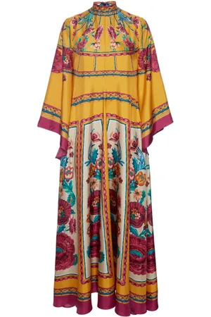 La DoubleJ Femme, Robes, Jaune, Taille: 36 FR Robe Maxi Imprimé Zodiaque