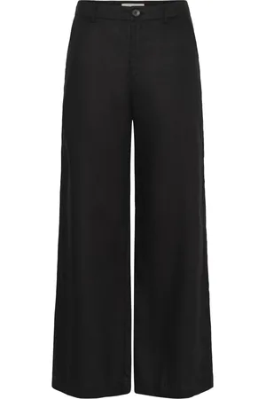 Part Two Femme, Pantalons, Noir, Taille: 44 FR Pantalon Large en Lin