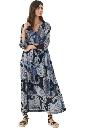 Part Two Femme, Robes, Multicolore, Taille: 40 FR Robe Maxi Paisley Bleu Marine Foncé