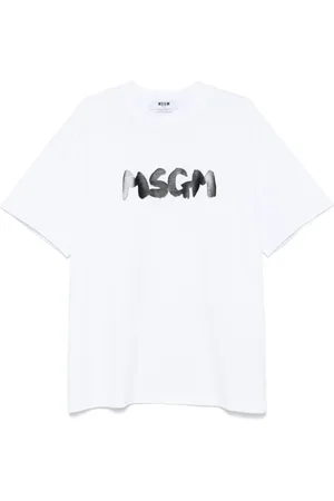 Msgm Homme, Tops, Blanc, Taille: M T-shirt Blanc Col Rond Polo