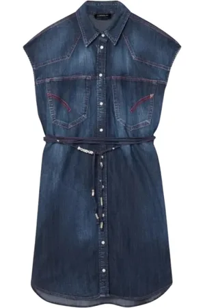 Dondup Femme, Robes, Bleu, Taille: 38 FR Élégante robe chemise