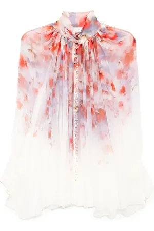 ZIMMERMANN Femme, Blouses et Chemises, Multicolore, Taille: 36 FR Chemise Drapée à Imprimé Floral