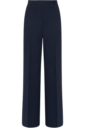 Kiton Femme, Pantalons, Bleu, Taille: 42 FR Pantalon en Laine à Chevrons