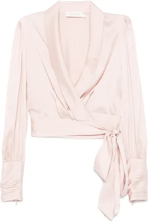 ZIMMERMANN Femme, Blouses et Chemises, Rose, Taille: 42 FR Blouse Croisée en Satin de Soie