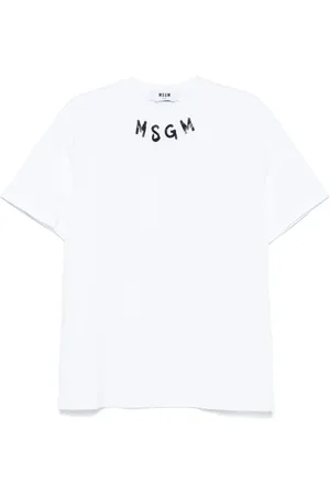 Msgm Homme, Tops, Blanc, Taille: S T-shirt blanc à col rond