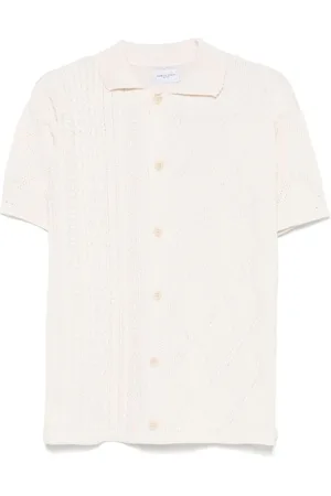 Family First Homme, Pulls, Blanc, Taille: L Chemise à Manches Courtes avec Logo Brodé