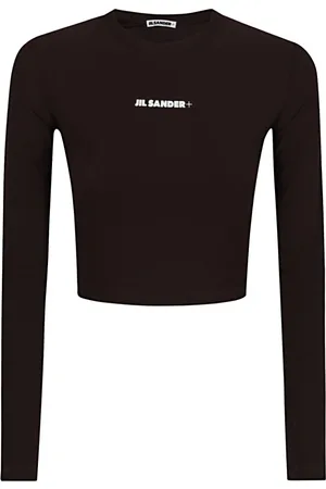 Jil Sander Femme, Tops, Brun, Taille: 38 FR T-shirt élégant avec logo