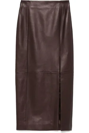 Kiton Femme, Jupes, Brun, Taille: 38 FR Jupe Midi en Cuir