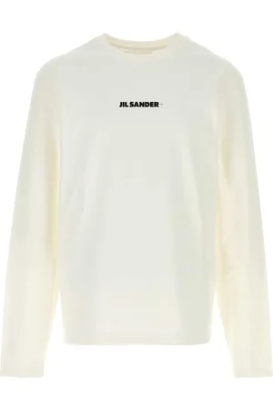 Jil Sander Homme, Tops, Blanc, Taille: M T-shirt à Manches Longues et Col Rond