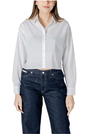 Calvin Klein Femme, Blouses et Chemises, Blanc, Taille: 42 FR Chemise Blanche en Coton à Boutons