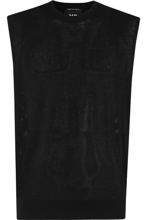 Y-3 Homme, Pulls, Noir, Taille: L Gilet Noir en Maille Perforée