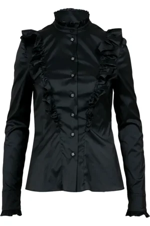 Serafini Femme, Blouses et Chemises, Noir, Taille: 38 FR Chemise en Taffetas Stretch