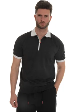 Kiton Homme, Tops, Noir, Taille: L Polo à Manches Courtes avec Demi-Zip