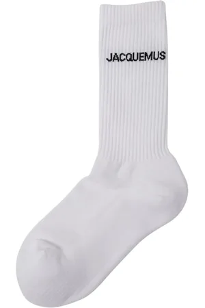 Jacquemus Unisex, Sous-vêtements, Blanc, Taille: S Chaussettes en Mélange de Coton Motif Intarsia Logo